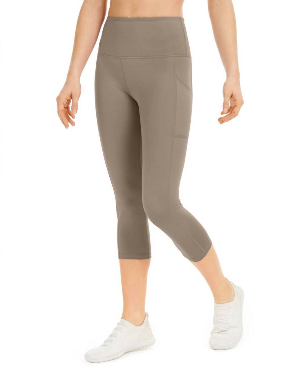 NEW IDEOLOGY high-rise side-pocket cropped leggings in coconut palm